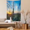 Ambesonne Saguaro Tapestry, Sun is Setting Between Cactus Plants with Spines Noon Landscape Wild Design, Wall Hanging for Bedroom Living Room Dorm Decor, 60" X 80", Green Blue view 2