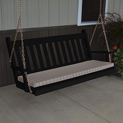 A & L Furniture Yellow Pine Traditional English Porch Swing, 4', Natural Stain