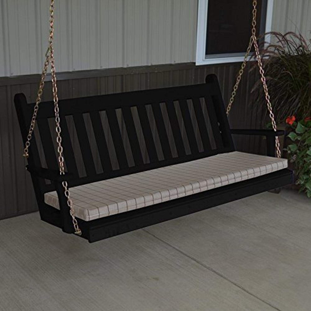 A & L Furniture Yellow Pine Traditional English Porch Swing, 4', Natural Stain