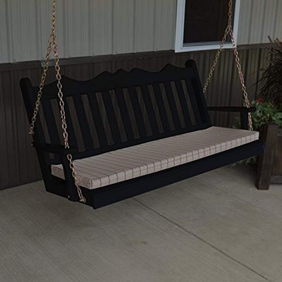 A & L Furniture Yellow Pine Royal English Deluxe Garden Swing, 4', Linden Ivory Leaf Stain