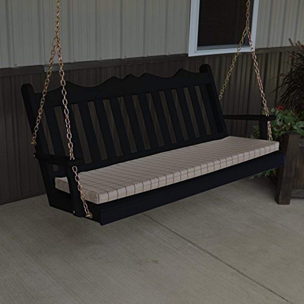 A & L Furniture Yellow Pine Royal English Deluxe Garden Swing, 4', Linden Ivory Leaf Stain
