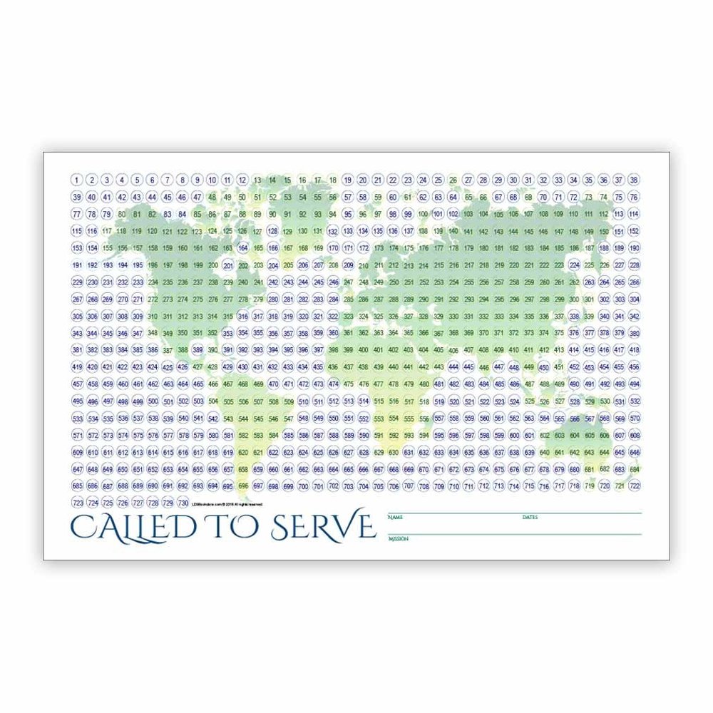 World Missionary Countdown Sheet - Elder - LDS Mission Countdown Calendar (11 X 17)