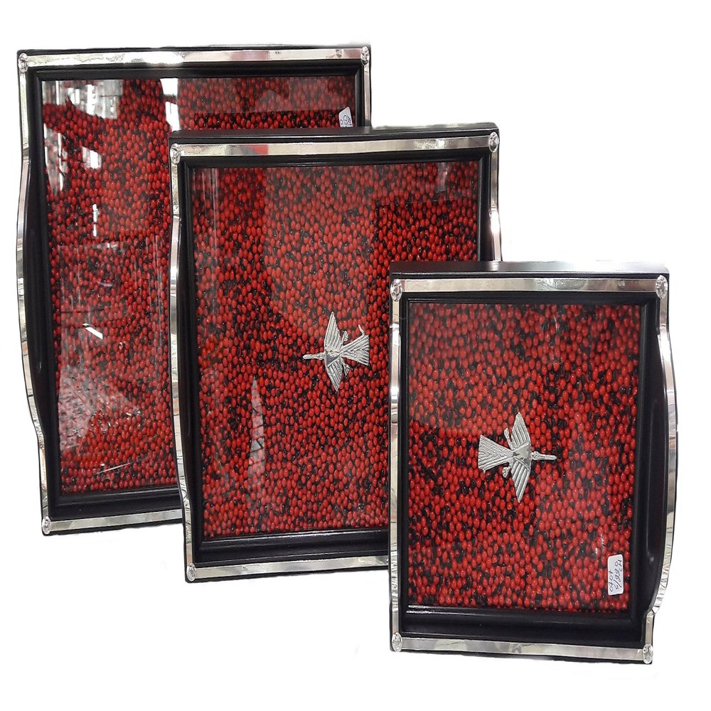 Alpakaandmore Set 3 Trays Silver 950, Peruvian Huayruros Seeds, Cedar (3)