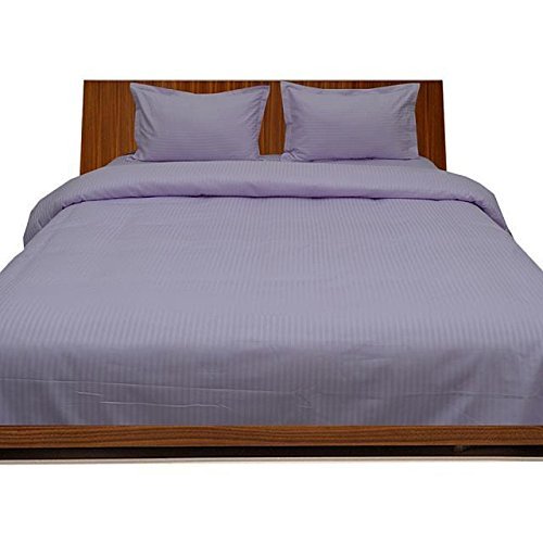 LaxLinen 500TC Super Soft Quality Egyptian Cotton 4PC Sheet Set 18" Inch Extra Deep Pocket Full Bed Size/Double Bed Size, Silver Grey Stripe 500-Thread Count