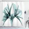 Ambesonne Flower Shower Curtain, Illustration of a Blooming Flower X-ray Vision of Nature Solarized Pattern, Cloth Fabric Bathroom Decor Set with Hooks, 69" W x 84" L, Ivory Teal view 1