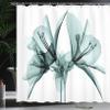 Ambesonne Flower Shower Curtain, Illustration of a Blooming Flower X-ray Vision of Nature Solarized Pattern, Cloth Fabric Bathroom Decor Set with Hooks, 69" W x 84" L, Ivory Teal view 3