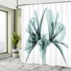 Ambesonne Flower Shower Curtain, Illustration of a Blooming Flower X-ray Vision of Nature Solarized Pattern, Cloth Fabric Bathroom Decor Set with Hooks, 69" W x 84" L, Ivory Teal view 4