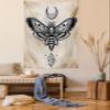 Ambesonne Fantasy Tapestry, Dead Head Hawk Moth Luna and Stone Magic Skull Illustration, Wall Hanging for Bedroom Living Room Dorm Decor, 40" X 60", Black Beige view 1