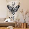Ambesonne Fantasy Tapestry, Dead Head Hawk Moth Luna and Stone Magic Skull Illustration, Wall Hanging for Bedroom Living Room Dorm Decor, 40" X 60", Black Beige view 2