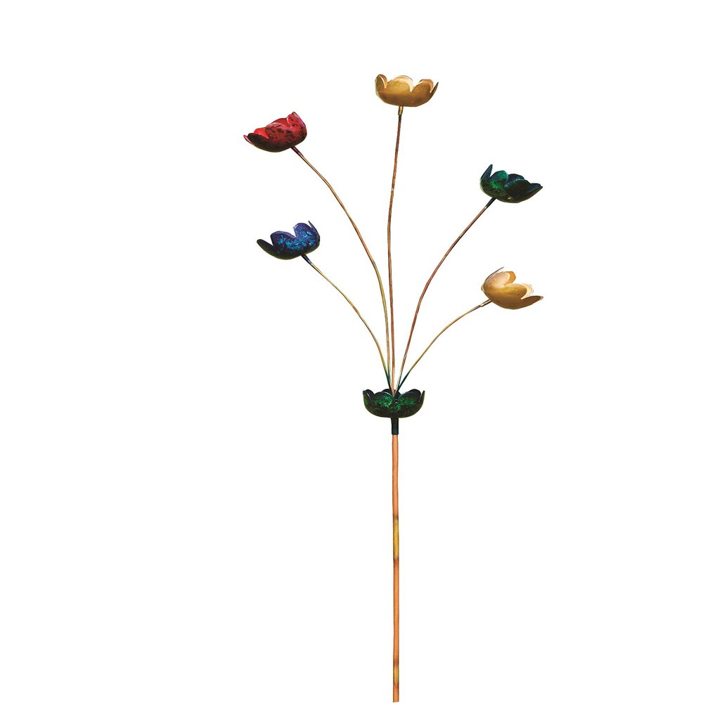 Ancient Graffiti Multicolor Lily Cup Lawn Chimes, 19" x 55" x 19"