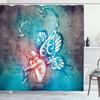 Ambesonne Butterfly Shower Curtain, with Butterfly Wings Renewal Female Rebirth Psyche Lightness of Being, Cloth Fabric Bathroom Decor Set with Hooks, 69" W x 84" L, Blue and Purple view 1