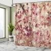 Ambesonne Antique Shower Curtain, Grungy Effect Cherry Blossoms on Retro Background Floral Art Work Nostalgia, Cloth Fabric Bathroom Decor Set with Hooks, 69" W x 70" L, Beige and Pink view 4