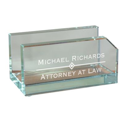 GiftsForYouNow Personalized Clear Glass Business Card Holder, 2" x 4" x 2.25" - Personalized with 2 Lines of Text for Name and Profession, Sturdy Glass, Sized for Display on Desk or Conference Table