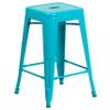 Flash Furniture Kai Commercial Grade 24" High Backless Crystal Teal-Blue Indoor-Outdoor Counter Height Stool view 1