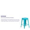 Flash Furniture Kai Commercial Grade 24" High Backless Crystal Teal-Blue Indoor-Outdoor Counter Height Stool view 4