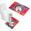 Amagical 2 Piece Merry Christmas Pattern Flannel Non Slip Toilet Contour Rug Bathroom Carpet Rug (2, Red Cute Santa) view 1