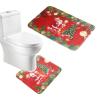 Amagical 2 Piece Red Santa Christmas Pattern Flannel Non Slip Bathroom Carpet Rug Toilet Contour Rug (2, Red Santa) view 1