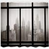 Ambesonne City Shower Curtain, Philadelphia City Rooftop View Through Window Skyline Landmark Rooftop Travel, Cloth Fabric Bathroom Decor Set with Hooks, 69" W x 70" L, Dimgray and Black view 2