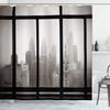 Ambesonne City Shower Curtain, Philadelphia City Rooftop View Through Window Skyline Landmark Rooftop Travel, Cloth Fabric Bathroom Decor Set with Hooks, 69" W x 75" L, Dimgray and Black view 1