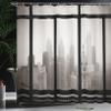 Ambesonne City Shower Curtain, Philadelphia City Rooftop View Through Window Skyline Landmark Rooftop Travel, Cloth Fabric Bathroom Decor Set with Hooks, 69" W x 84" L, Dimgray and Black view 3