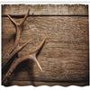Ambesonne Antlers Shower Curtain, Deer Antlers on Wood Table Rustic Texture Surface Hunting Season Fall Gathering Art, Cloth Fabric Bathroom Decor Set with Hooks, 69" W x 75" L, Umber view 2