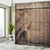 Ambesonne Antlers Shower Curtain, Deer Antlers on Wood Table Rustic Texture Surface Hunting Season Fall Gathering Art, Cloth Fabric Bathroom Decor Set with Hooks, 69" W x 75" L, Umber view 4