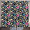 Ambesonne Zebra Print Curtains, Colorful Butterflies on Zebra Abstract Print Summer Jungle Floral Artwork, Living Room Bedroom Window Drapes 2 Panel Set, 108" X 90", Yellow Blue Pink view 1
