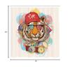 Ambesonne Animal Shower Curtain, Hipster Rapper Tiger Sunglasses Hat and Camera Artist Hippie Comic Print, Cloth Fabric Bathroom Decor Set with Hooks, 69" W x 84" L, Eggshell Multicolor view 3