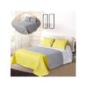All American Collection New 3pc Solid Three Color Combination Reversible Bedspread Set (Full/Queen Size, White/Grey/Yellow) view 1