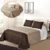 All American Collection New 3pc Solid Three Color Combination Reversible Bedspread Set (King/Cal King Size, White/Beige/Coffee) view 1