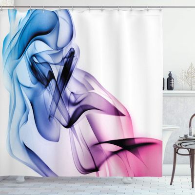 Ambesonne Abstract Shower Curtain, Surreal Art Colorful Smoke Flow Swirl Contemporary Print, Cloth Fabric Bathroom Decor Set with Hooks, 69" W x 84" L, Fuchsia Blue