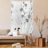 Ambesonne Flower Tapestry, Blooming Buds and Hibiscus Flowers with Simple Striped and Crossed Pattern Print, Wall Hanging for Bedroom Living Room Dorm, 60" X 80", Grey White view 2