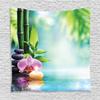 Ambesonne Spa Themed Tapestry, Branches Tranquil and Thoughtful Themed Water Pond Nature Inspirations Print, Wall Hanging for Bedroom Living Room Dorm Decor, 60" X 80", Blue Black view 1