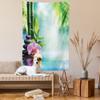 Ambesonne Spa Themed Tapestry, Branches Tranquil and Thoughtful Themed Water Pond Nature Inspirations Print, Wall Hanging for Bedroom Living Room Dorm Decor, 60" X 80", Blue Black view 2