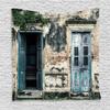 Ambesonne Rustic Tapestry, Doors of Old Rock House French Frame Details in Countryside European Past Theme, Wall Hanging for Bedroom Living Room Dorm Decor, 60" X 80", Teal Grey view 1