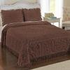 Collections Etc Calista Chenille Lightweight Bedspread with Fringe Border, Chocolate, King view 2