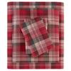 Woolrich Cotton Sheet Set Cottage Charms Print, 100% Cotton Flannel Sheets Warm & Fuzzy Bedding Set Queen Size Sheets, Fitted Pocket Fits Up to 14" Mattress, Queen Red Plaid, 4 Piece view 1