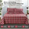 Woolrich Cotton Sheet Set Cottage Charms Print, 100% Cotton Flannel Sheets Warm & Fuzzy Bedding Set Queen Size Sheets, Fitted Pocket Fits Up to 14" Mattress, Queen Red Plaid, 4 Piece view 2