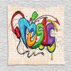 Ambesonne Music Tapestry, Illustration of Graffiti Style Lettering Headphones Hip Hop Theme on Beige Bricks, Wall Hanging for Bedroom Living Room Dorm Decor, 60" X 80", Tan Green view 1