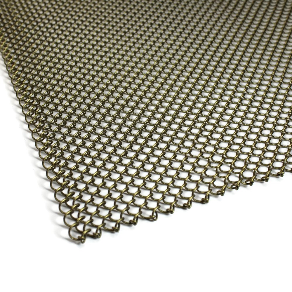 Midwest Hearth Fireplace Screen Mesh Curtain 24" High (Made in USA) Two 24" Wide Panels (Antique Brass)