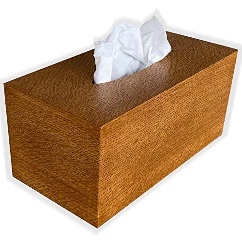 Wooden Tissue Box Cover in White Oak Wood Veneer Rectangular Regular Size - Top Opening with Bottom