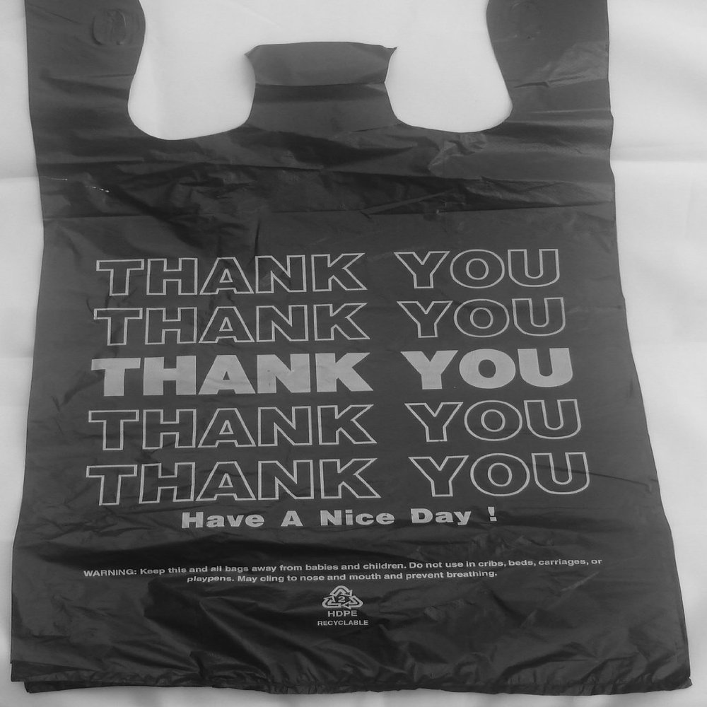 Black Thank You Platic T-shirt Bags (11.5 X 6.5 X 21-14mic) (700, Thank You Big)