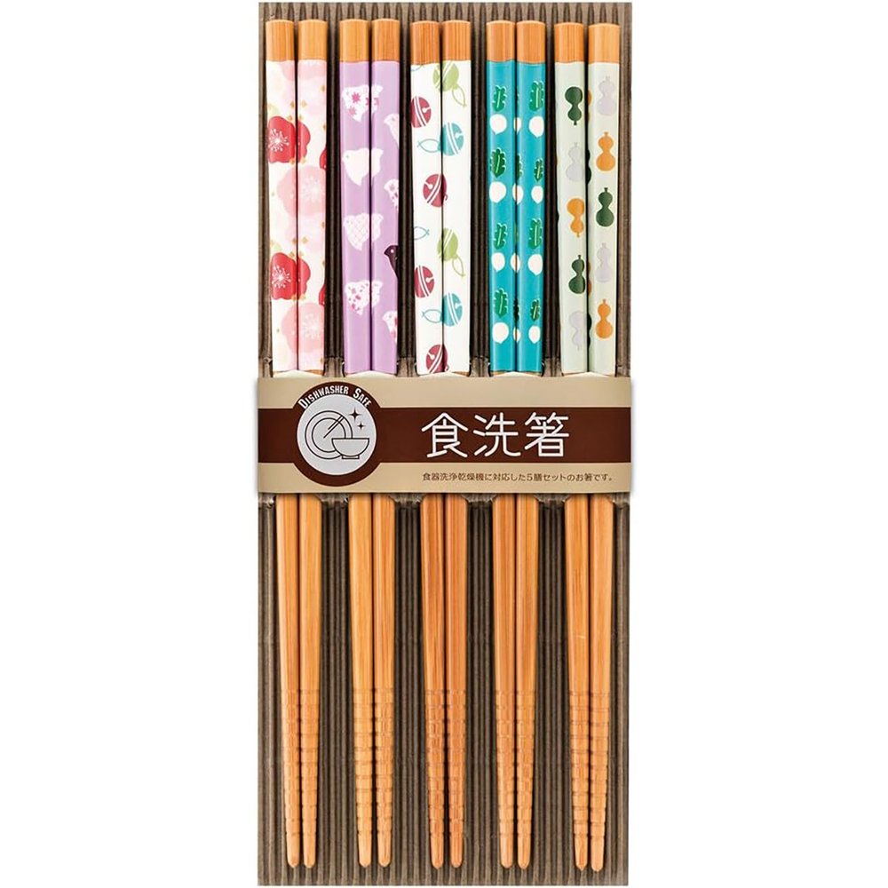 Sunlife Chopsticks for Guests Susu Bamboo Japanese Natural Bamboo Made in Japan Dishwasher Safe Brown 8.9 inches (22.5 cm) Set of 5 Pairs