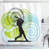Ambesonne Baseball Shower Curtain, Baseball Player with Circles on His Bat Wild Pitch Fast Win Do It, Cloth Fabric Bathroom Decor Set with Hooks, 69" W x 84" L, Green Blue Black view 1