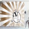 Ambesonne Baseball Shower Curtain, Retro Illustration of Baseball Player on Distressed Striped Pattern Pop Art Image, Cloth Fabric Bathroom Decor Set with Hooks, 69" W x 84" L, Brown White view 1