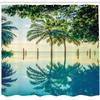 Ambesonne Landscape Shower Curtain, A Pool with Palm Trees on The Surface Region and Hot Spot Climate on Earth Nature Scenery Theme, Fabric Bathroom Decor Set with Hooks, 69" W x 75" L, Blue Green view 2