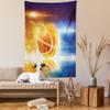 Ambesonne Basketball Tapestry, Abstract Sports Background Burning Basketball with Digital Reflection Art Print, Wall Hanging for Bedroom Living Room Dorm Decor, 40" X 60", Blue Yellow view 2