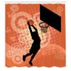 Ambesonne Basketball Shower Curtain, Basketball Player Silhouette Athlete Competition Championship Promotion, Cloth Fabric Bathroom Decor Set with Hooks, 69" W x 84" L, Pale Orange Black view 2