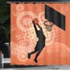 Ambesonne Basketball Shower Curtain, Basketball Player Silhouette Athlete Competition Championship Promotion, Cloth Fabric Bathroom Decor Set with Hooks, 69" W x 84" L, Pale Orange Black view 3