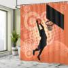 Ambesonne Basketball Shower Curtain, Basketball Player Silhouette Athlete Competition Championship Promotion, Cloth Fabric Bathroom Decor Set with Hooks, 69" W x 84" L, Pale Orange Black view 4